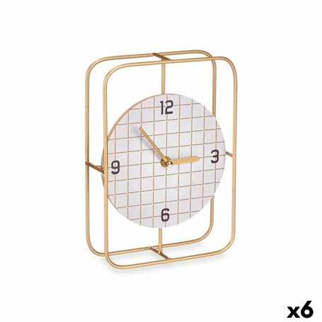 Horloge de table Vérifié Noir Métal Bois MDF 18,5 x 25,5 x 6 cm (6 Uni