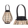 Bougeoir Lanterne Avec poignée Beige Bois Tissu 25 x 30 x 25 cm (2 Uni