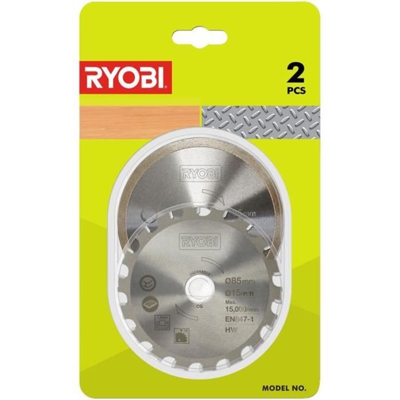 Ryobi Kit 2 lames (1 lame pour bois / métal et 1 lame carrelage) pour