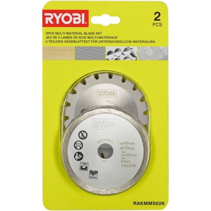 Image secondaire de Ryobi Kit 2 lames (1 lame pour bois / métal et 1 lame carrelage) pour