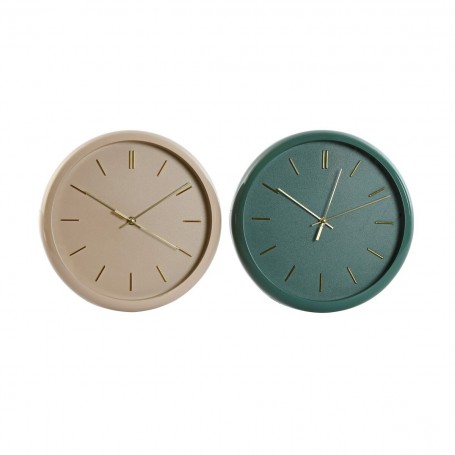 Horloge Murale Home ESPRIT Vert Rose PVC Moderne 30 x 4 x 30 cm (2 Uni