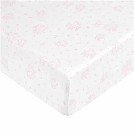 Drap housse Peppa Pig Blanc Rose 60 x 120 cm