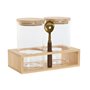 Set de 2 Boites Home ESPRIT Doré Naturel Bambou Verre Borosilicaté 24