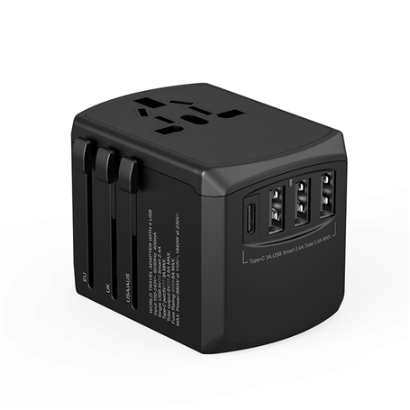 Adaptateur de voyage 15W AUS/EU/UK/US Noir Xoopar