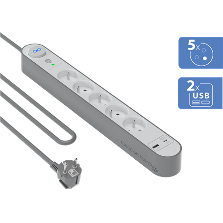 Parafoudre 5 prises 800j avec USB A+C 1