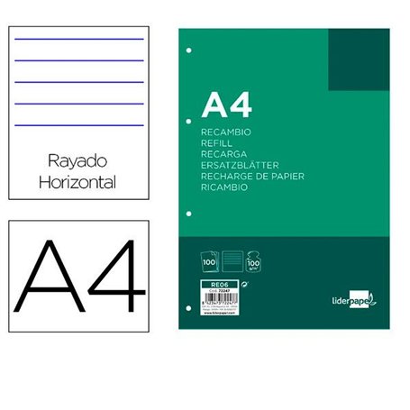 Rechange Liderpapel RE06 A4 100 Volets Blanc