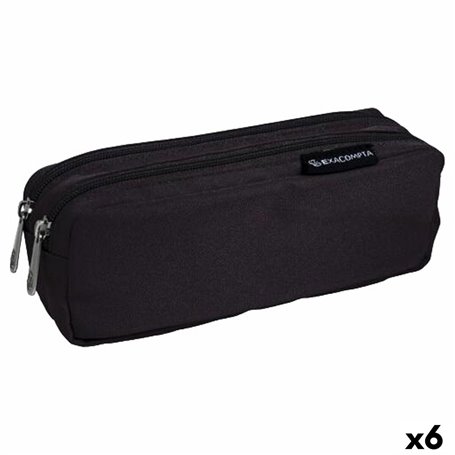 Trousse Fourre-Tout Double Exacompta Noir 22 x 9 x 6 cm (6 Unités)