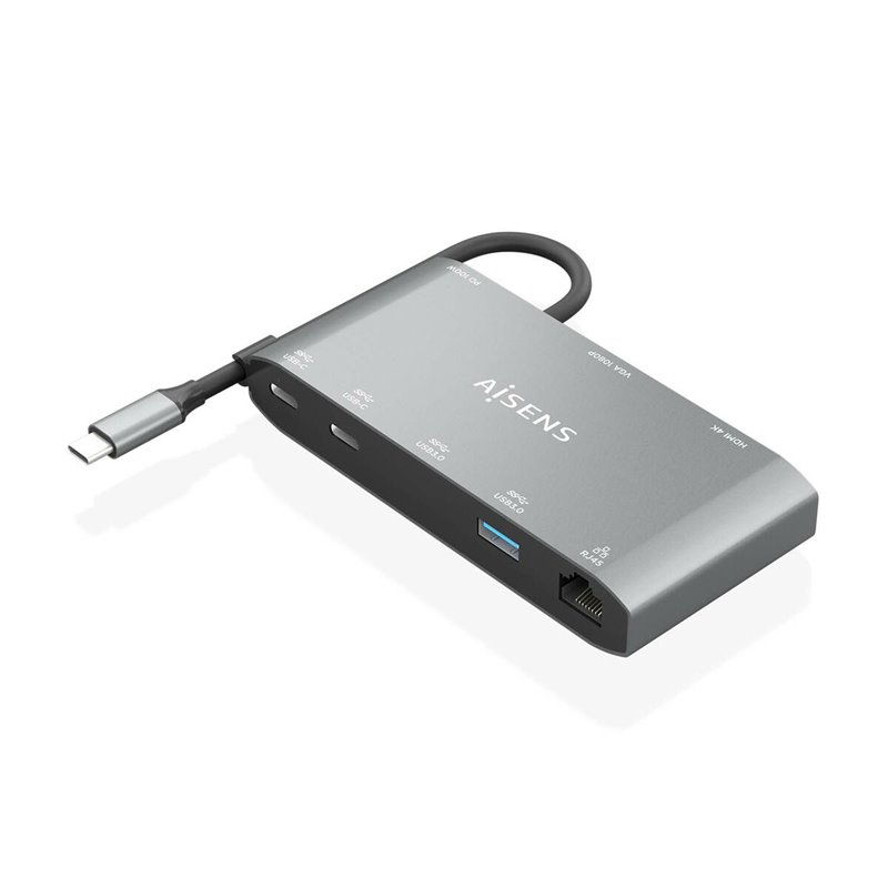 Aisens ASUC-8P010-GR station d'accueil Avec fil USB 3.2 Gen 1 (3.1 Gen 1) Type-C Gris