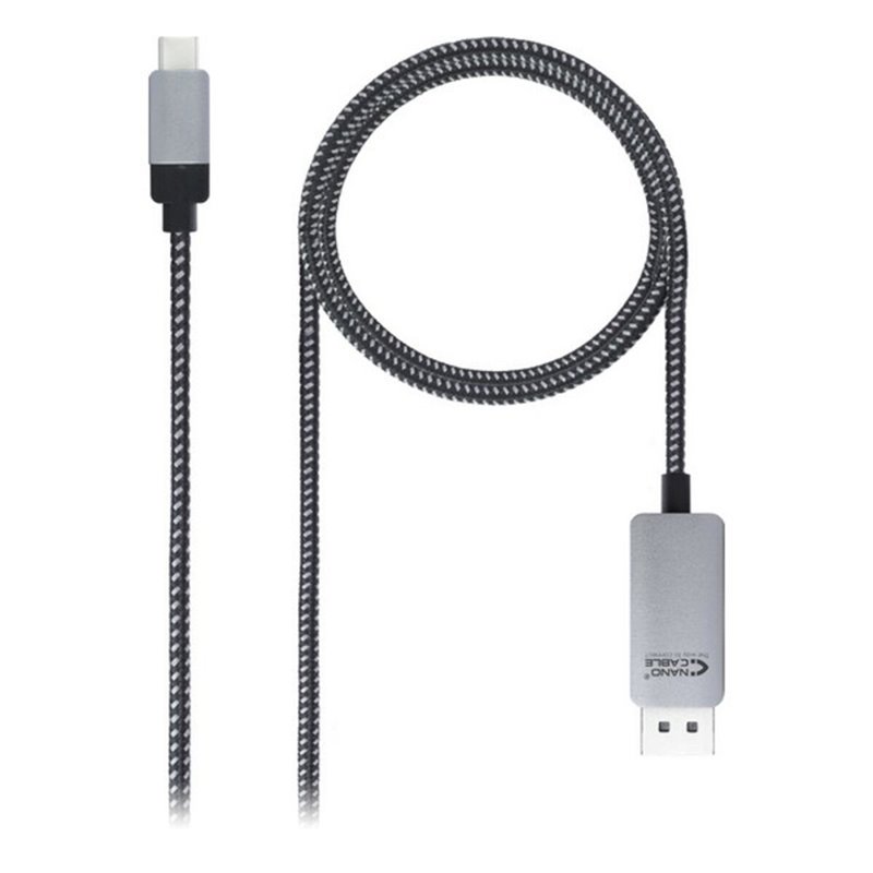 NanoCâble 10.15.5002 câble vidéo et adaptateur 1,8 m USB Type-C DisplayPort Aluminium, Noir