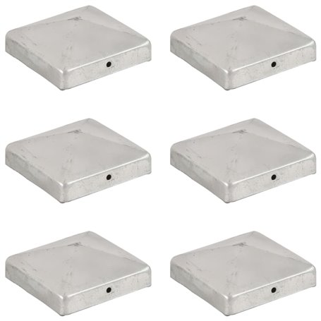 vidaXL Bouchons de poteau de clôture 6 pcs Métal galvanisé 91x91 mm