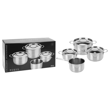 Excellent Houseware Ensemble de casseroles 7 pcs Acier inoxydable 6 mm