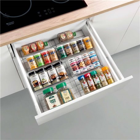 Metaltex Étagère à épices extensible à 4 niveaux X-Pand 2 pcs argenté