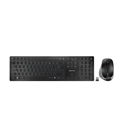 CHERRY DW 9500 SLIM clavier Souris incluse RF sans fil + Bluetooth AZERTY Français Noir