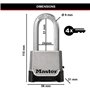 Cadenas Haute Sécurité - MASTER LOCK - M176EURDLH - Zinc - Anse XL - Extérieur