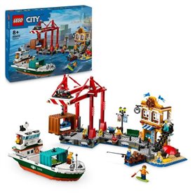 Set de construction Lego City Multicouleur LEGO City 60422 Le port et le navire marchand