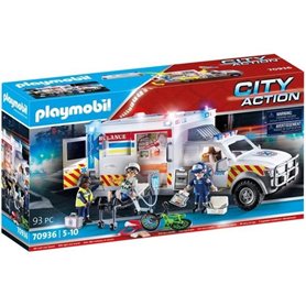Jeu de Véhicules Playseat Playmobil PLAYMOBIL - 70936 - City Action Les Secouristes - Ambulance avec secouristes et blessé