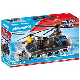 Ensemble de jouets Playmobil Police Plane City Action Plastique PLAYMOBIL 71149 Hélicoptere de transport des forces spéciales- - Les policiers - City Action- Unité d'élite