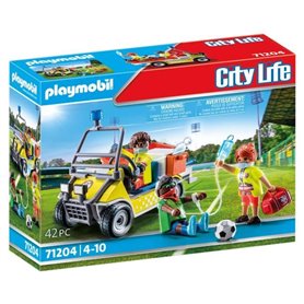 Jeu de Véhicules Playmobil 71204 Joueur de football 42 Pièces PLAYMOBIL - 71204 - City Action Les Secouristes - Véhicule de secours