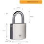 Cadenas Laiton - YALE - Y120DB/50/127/1 - Chromé 50 mm - Haute Résistance aux intempéries - 3 clés réversibles