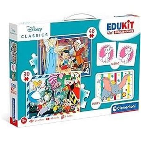 Clementoni - Edukit - Disney - Coffret apprentissage 4 en 1 - 2 puzzles