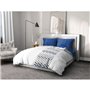 Parure de couette microfibre AMBROISIE - 1 housse de couette 240 x 260 cm + 2 taies d'oreiller 63 x 63 cm - Bleu