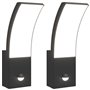vidaXL Appliques murales LED d'extérieur avec capteurs 2 pcs noir