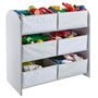 Meuble de rangement a jouets Blanc pour chambre d'enfant avec 6 bacs