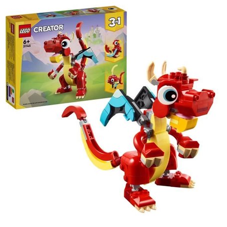 LEGO 31145 Creator 3en1 Le Dragon Rouge Jouet avec 3 Figurines d'Animaux