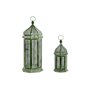 Lanternes Home ESPRIT Vert Métal Oriental 23 x 23 x 57 cm (2 Pièces)
