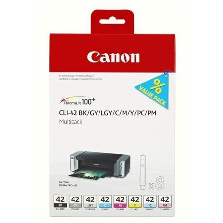 Canon Multipack de 8 cartouche d'encre CLI-42 BK/GY/LGY/C/M/Y/PC/PM