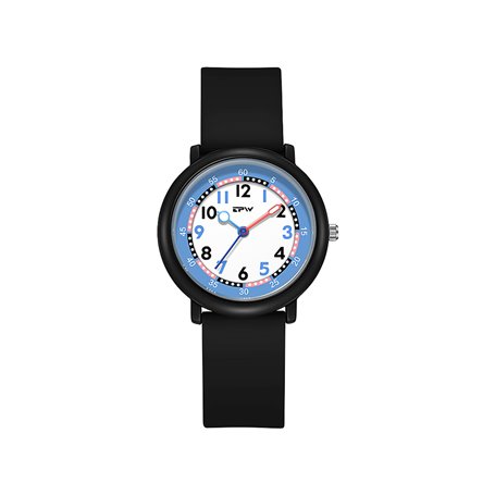 Montre enfant étanche à quartz - Modèle Flex - Noire/Bleue