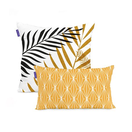 Set de housses de coussin HappyFriday Blanc Foliage  Multicouleur 2 Pièces