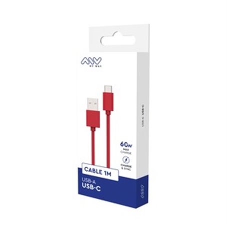 CABLE USB-A USB-C 1M ROUGE