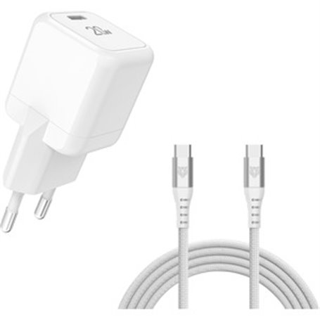 TIGER POWER LITE PACK CHARGEUR SECTEUR GAN 20W + CABLE USB-C BLANC