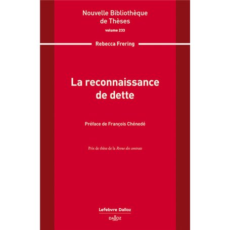 La reconnaissance de dette. Volume 233