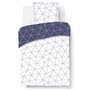Parure Housse de couette - VISION - Hugo - Parure réversible - 140 x 200 cm - 1 taie assortie 65 x 65 cm - Bleu / Blanc