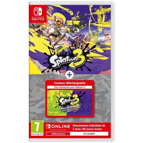 Splatoon 3 + Pass d'Extension (Code) + 3 mois d'abonnement au Nintendo Switch Online (Code)  Jeu Nintendo Switch
