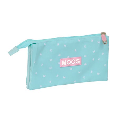 Trousse Fourre-Tout Triple Moos Butterflies Bleu clair 22 x 12 x 3 cm