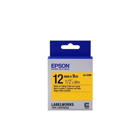 Epson LK-4YBP - Couleur Pastel - Noir sur Jaune - 12mmx9m