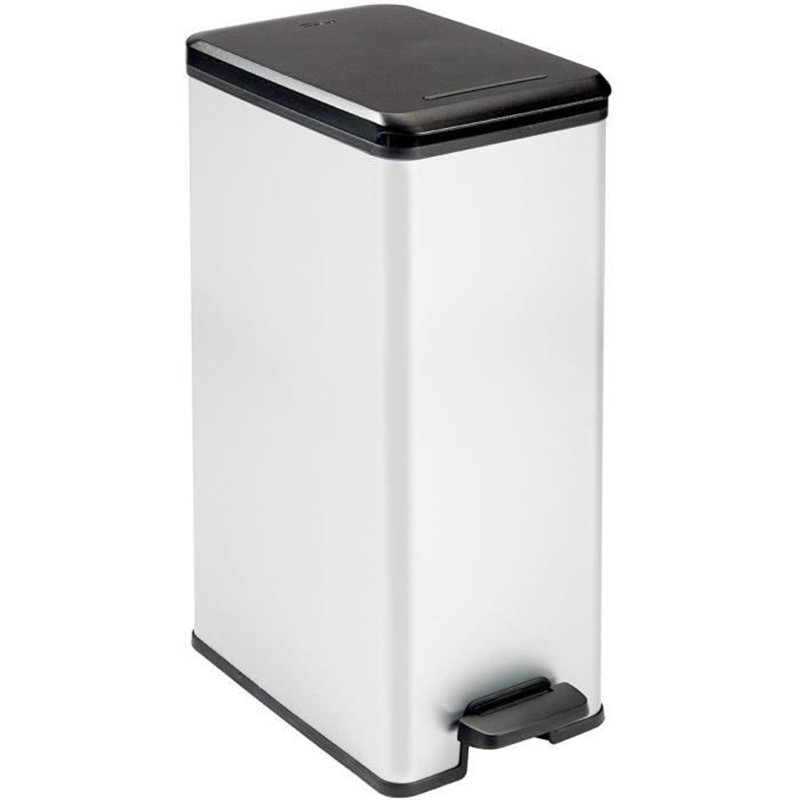 Poubelle Slim - SLIM BIN - CURVER - 40L - Gain de place - 40 x 25 x 61 cm - Gris métallisé