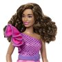 Barbie-Barbie Fashionistas 225-Poupée ronde cheveux bruns et robe rose HRH22