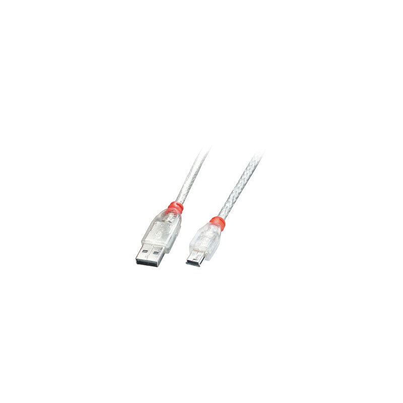 Lindy 41784 câble USB 3 m USB 2.0 USB A Mini-USB B Transparent