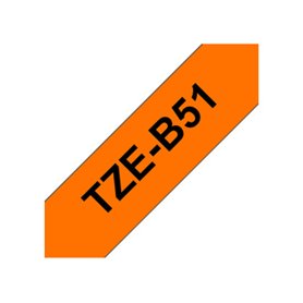 Brother TZe-B51 ruban d'étiquette Noir sur fond orange fluorescent
