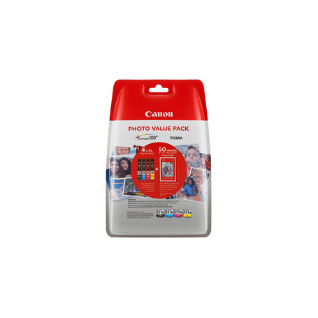 Canon Pack économique de papiers photo CLI-551XL BK/C/M/Y à haut rendement