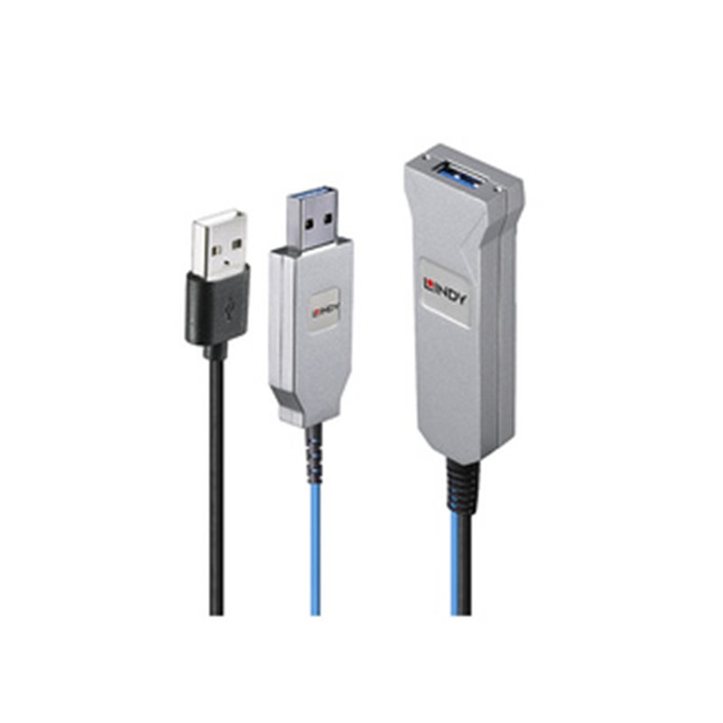 Lindy 43345 câble USB 30 m USB 3.2 Gen 1 (3.1 Gen 1) USB A 2 x USB A Bleu, Argent