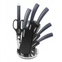 Herzberg Ensemble de 8 couteaux avec support en acrylique - Carbone