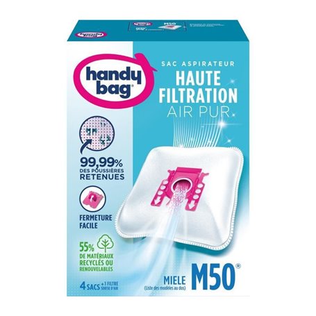 Sacs aspirateurs Handy bag M50 - Miele - 4 sacs + 1 filtre sortie d'air a découper