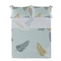 Drap HappyFriday Blanc Foliage Mint Multicouleur 210 x 270 cm