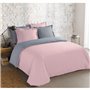 VISION - Bicolore - Housse de couette Réversible 240x220cm avec 2 taies 65x65cm - Gris/rose - 100% coton