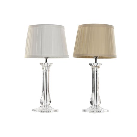 Lampe de bureau Home ESPRIT Blanc Beige Métal 60 W 220 V 25 x 25 x 50 cm (2 Unités)